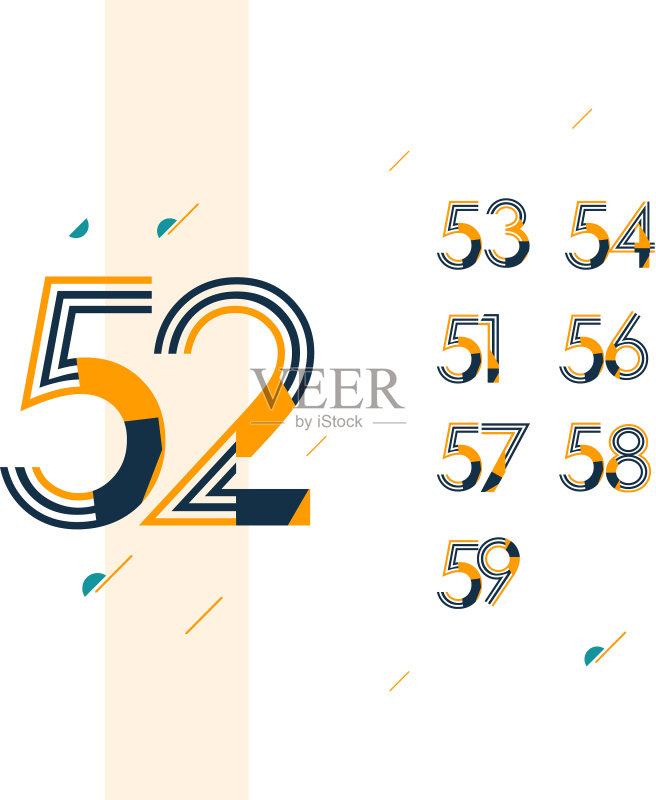 52周年复古纪念庆典图标素材