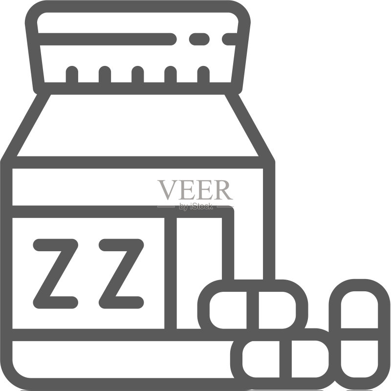 安眠药罐线性图标图标素材