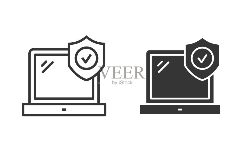 用于图形和网页的笔记本电脑安全图标图标素材
