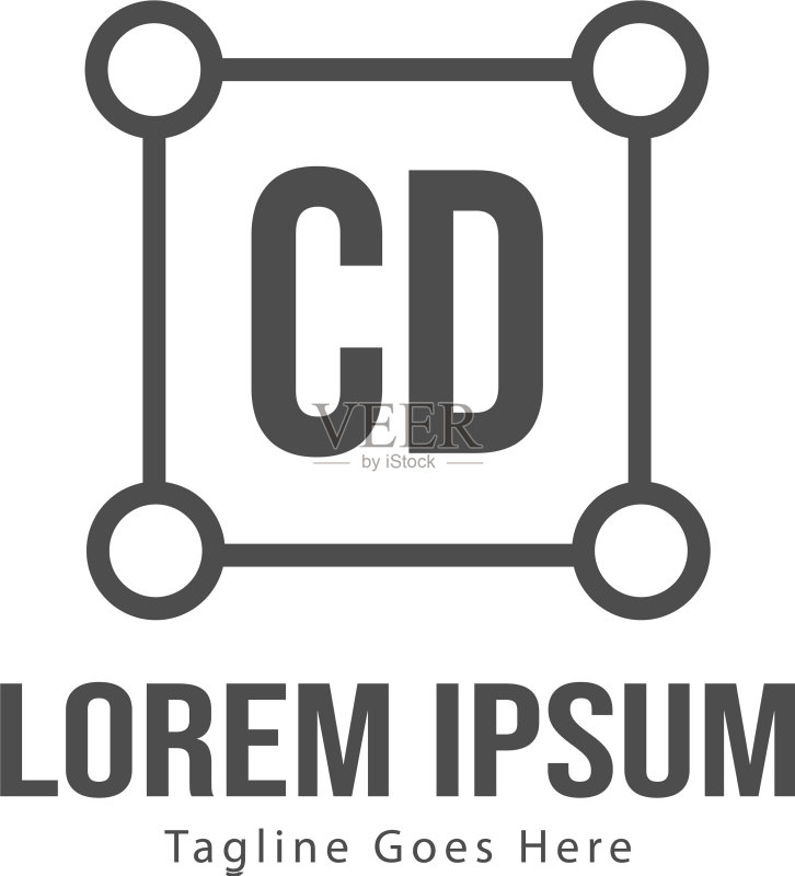 带有现代框架的首字母CD标志模板图标素材