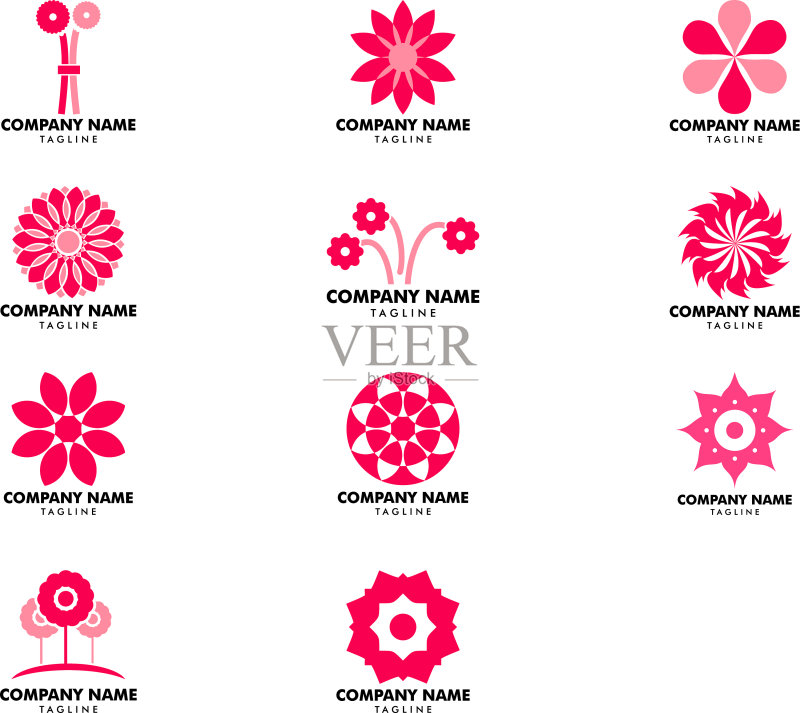 抽象花卉Logo图标设计图标素材