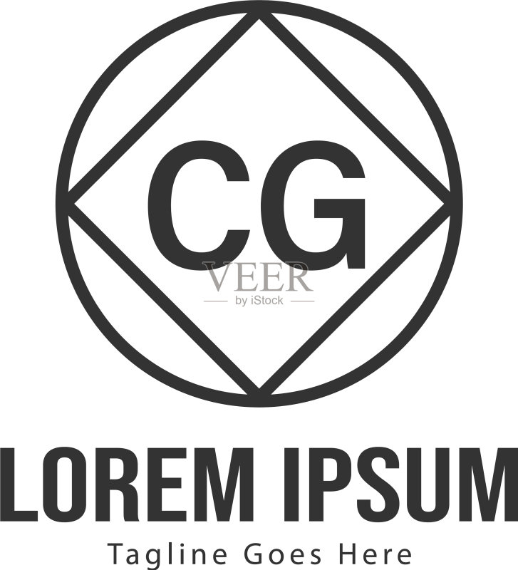 CG字母现代框架Logo模板图标素材