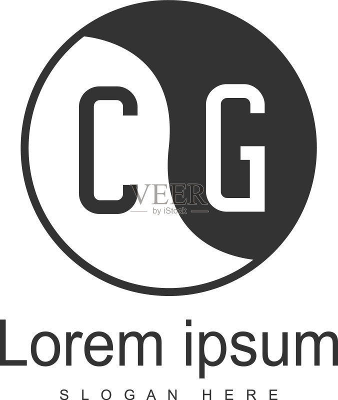 CG字母现代框架Logo模板图标素材