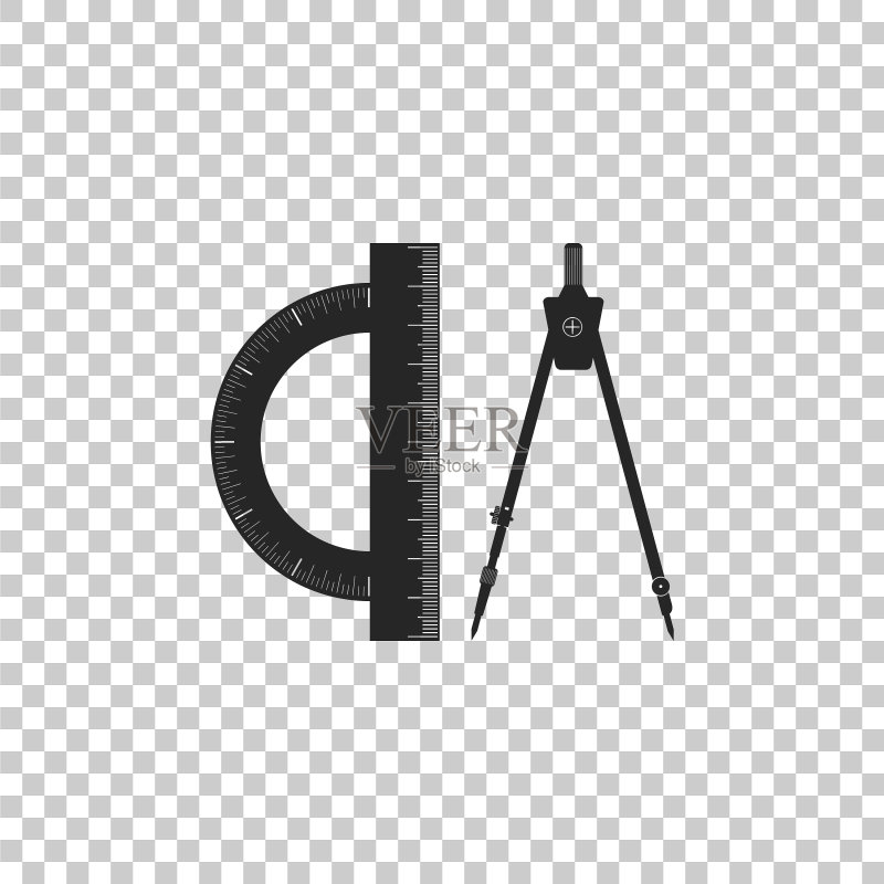量角器和绘图罗盘隔离图标图标素材