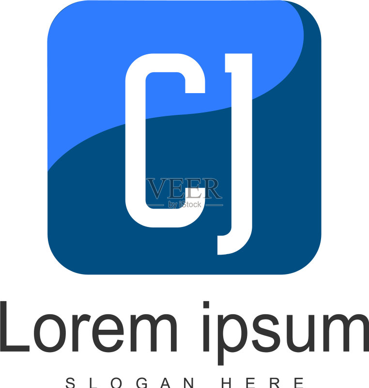 现代边框CJ字母Logo模板图标素材