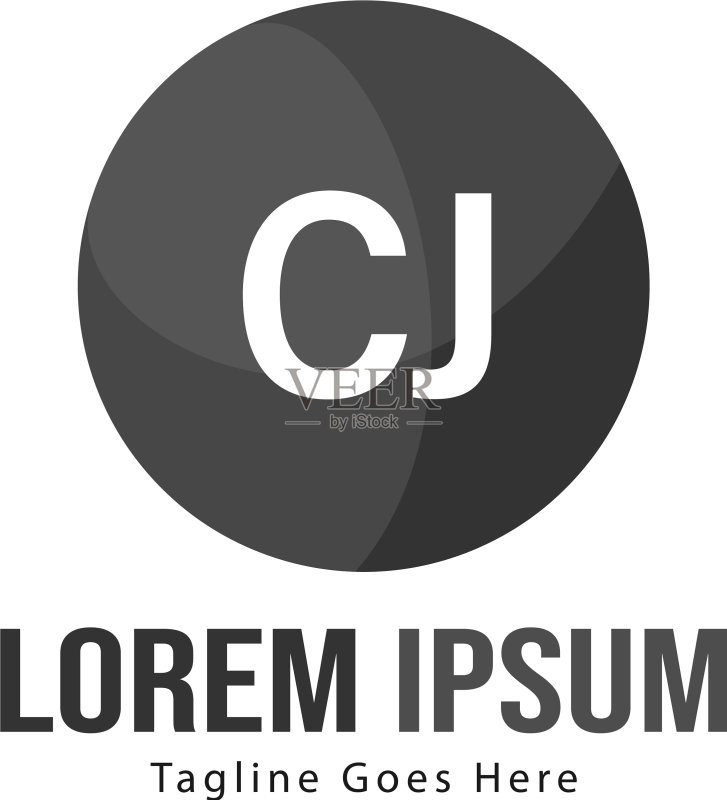 现代边框CJ字母Logo模板图标素材