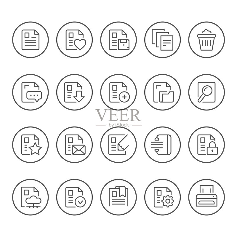 圆形线条图标文档合集图标素材
