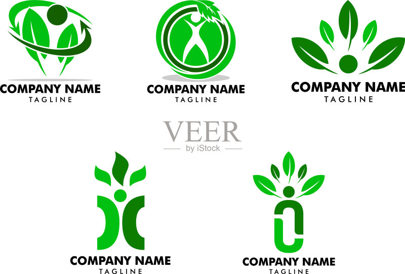 人类树叶Logo模板图标素材