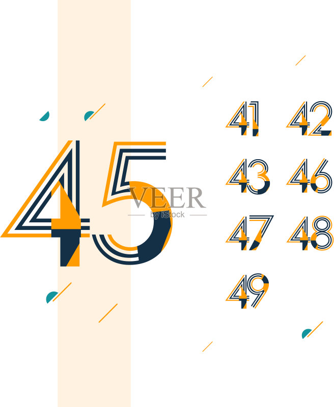45周年复古纪念日庆祝套装图标素材