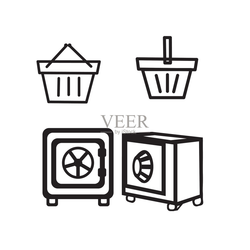 白色背景上的购物图标合集图标素材
