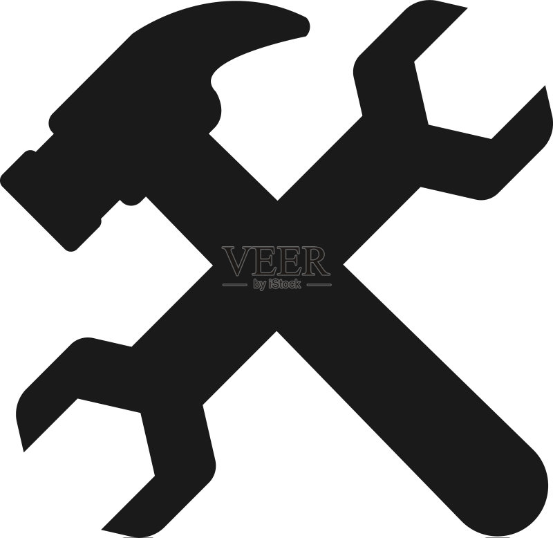 扳手和锤子工具平面设计模板图标素材