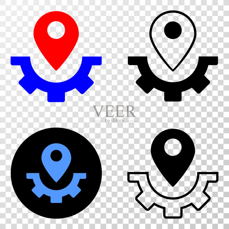 渐变虚线服务地图构成图标素材
