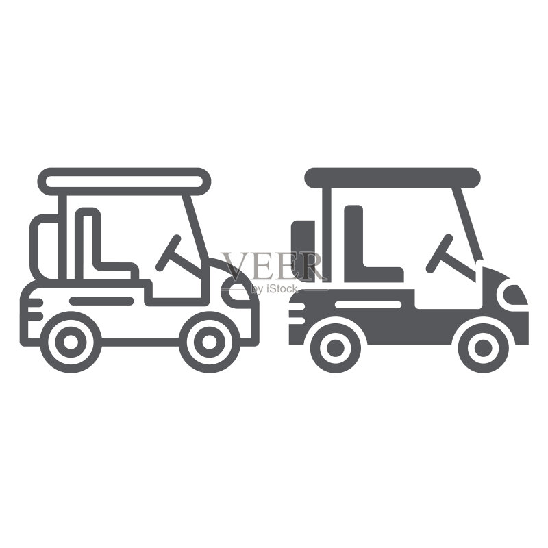 golf球车线条和字形图标,运输和图标素材