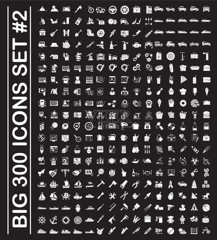 用于图形的大型300图标集图标素材