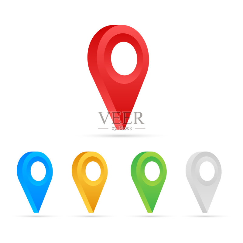 白色背景矢量地图指针图标素材