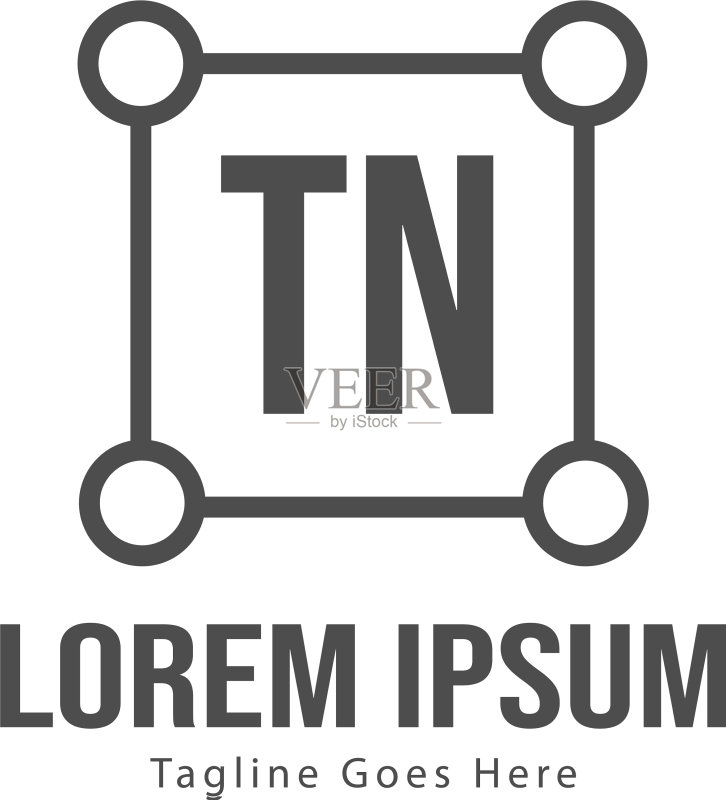 现代边框TN字母logo模板图标素材