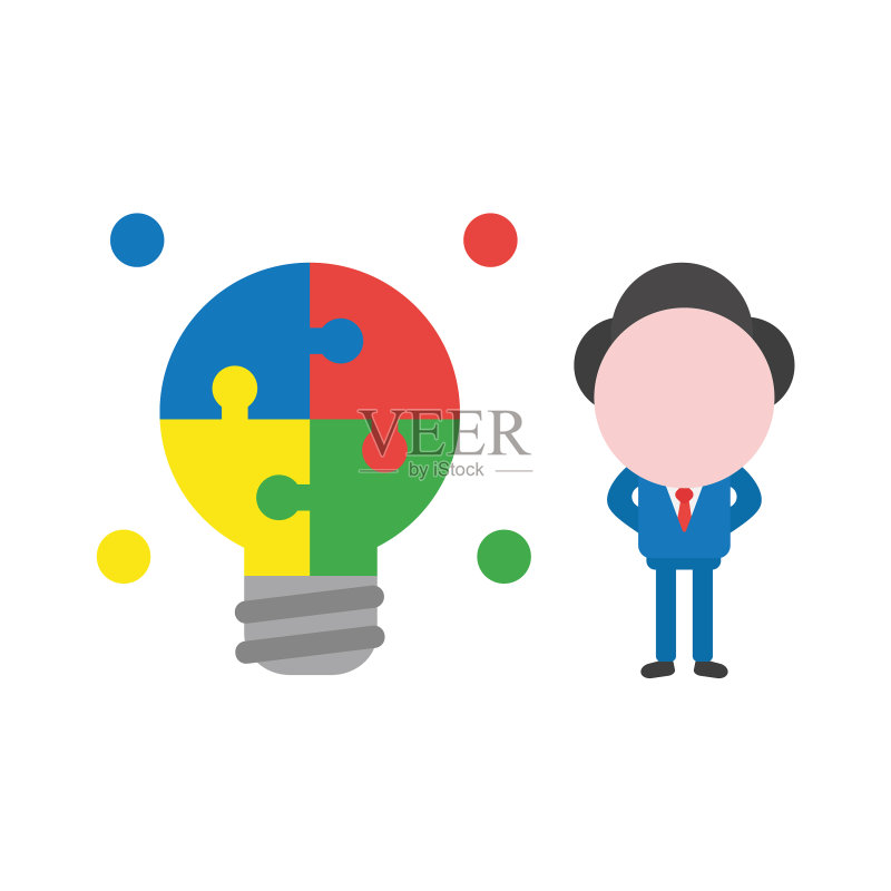 拿着拼图灯泡的商人图标素材