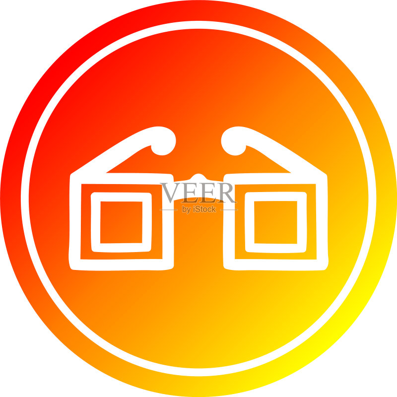 渐变光谱圆形方框眼镜图标素材