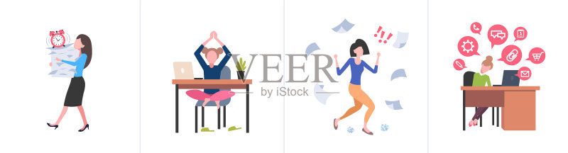 不同商业理念的女性图标素材