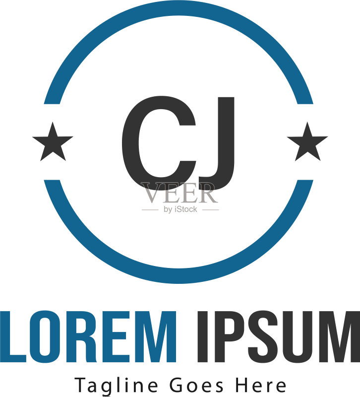 现代边框CJ字母Logo模板图标素材