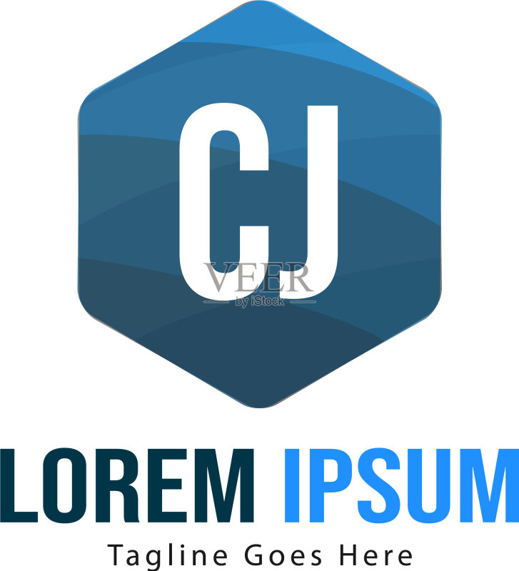 现代边框CJ字母Logo模板图标素材