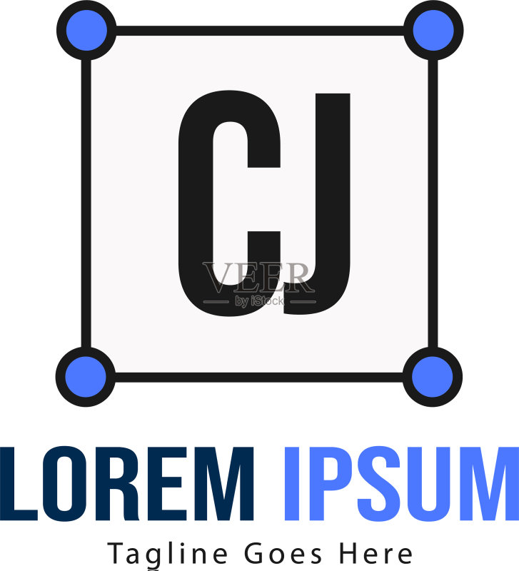 现代边框CJ字母Logo模板图标素材