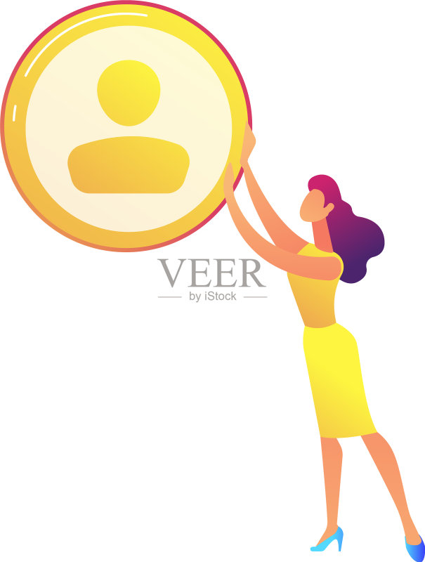 商务女人拿着金色头像图标图标素材