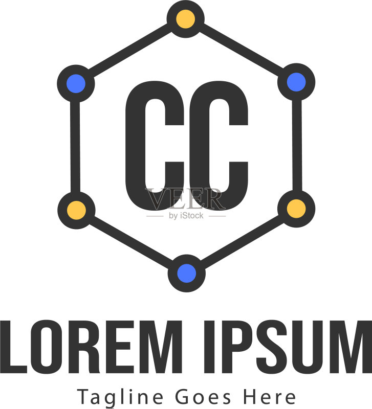 现代框架CC字母logo模板图标素材
