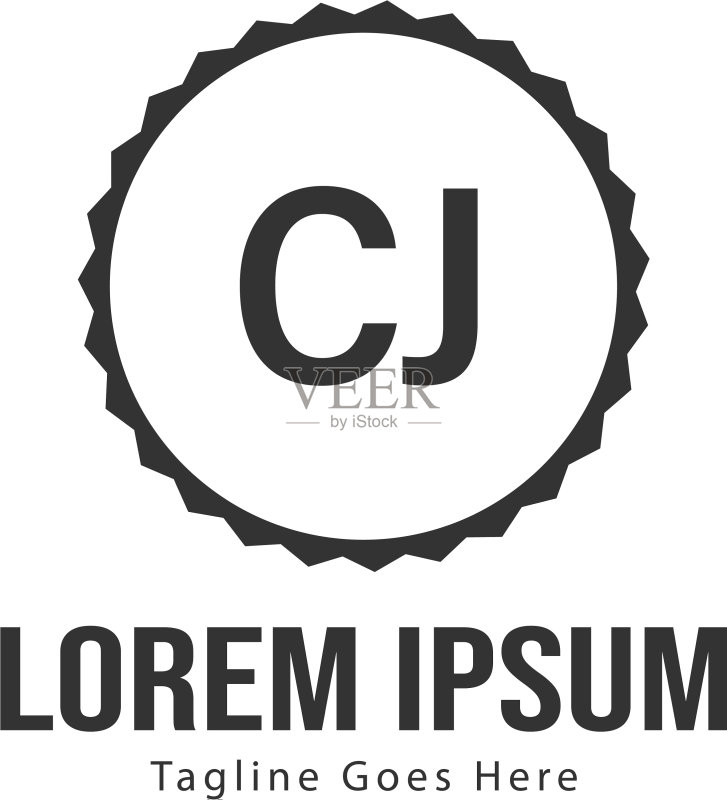 现代边框CJ字母Logo模板图标素材