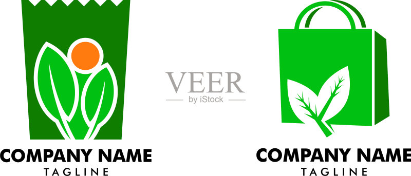 绿色环保商店logo纸袋图标素材