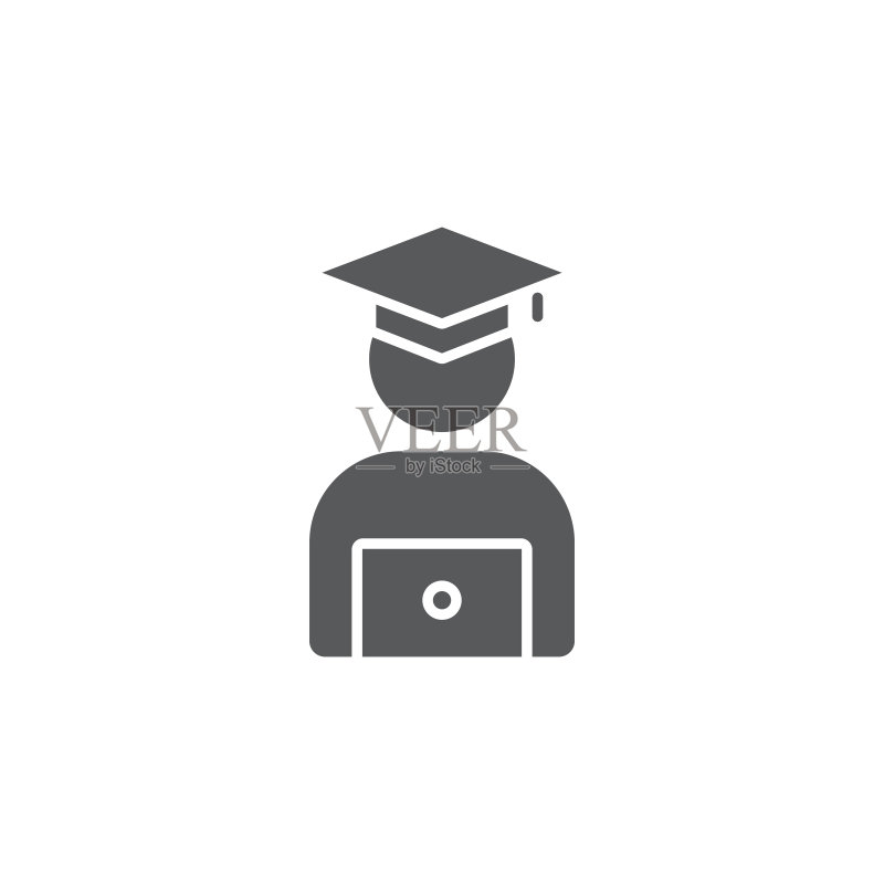 学生用笔记本电脑学习矢量图标图标素材