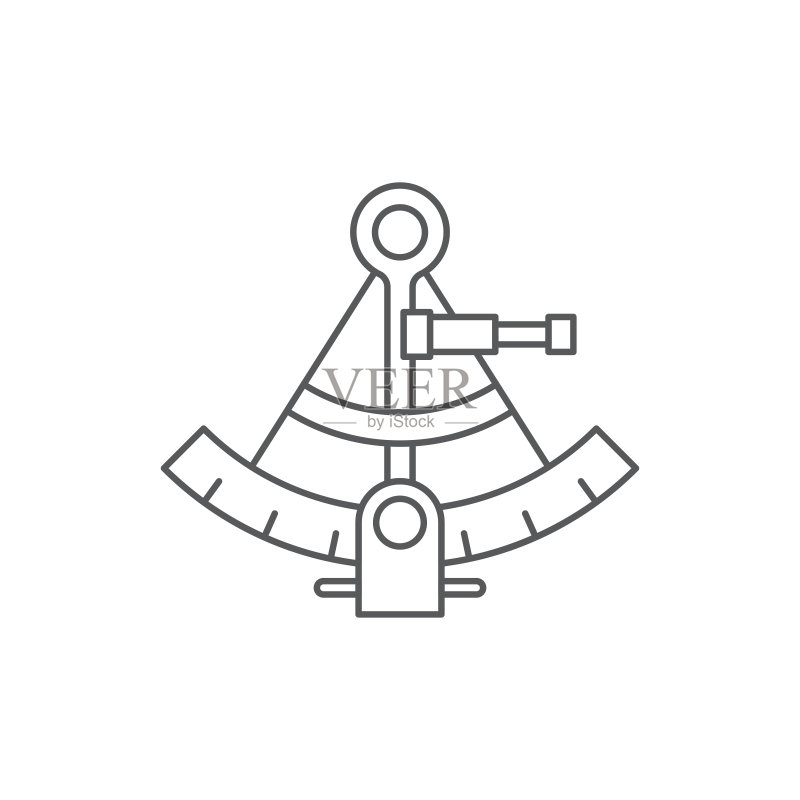 六分仪矢量图标符号,在白色背景上隔离图标素材