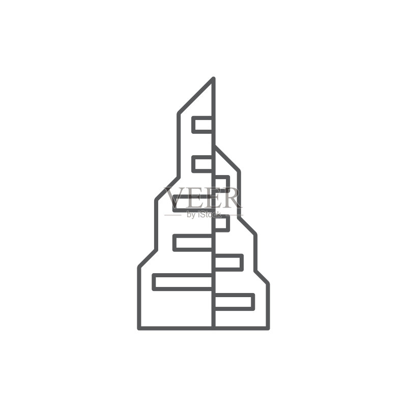 白色背景上的摩天大楼建筑矢量图标图标素材