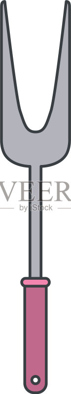 彩色轮廓雕刻叉餐具图标素材