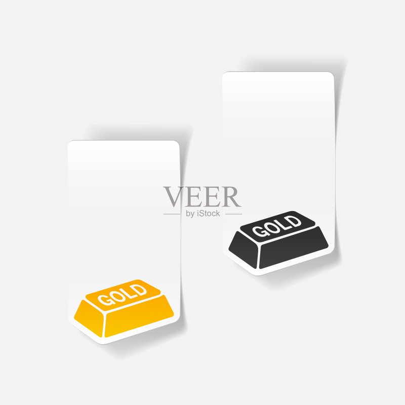 逼真设计元素金条图标素材
