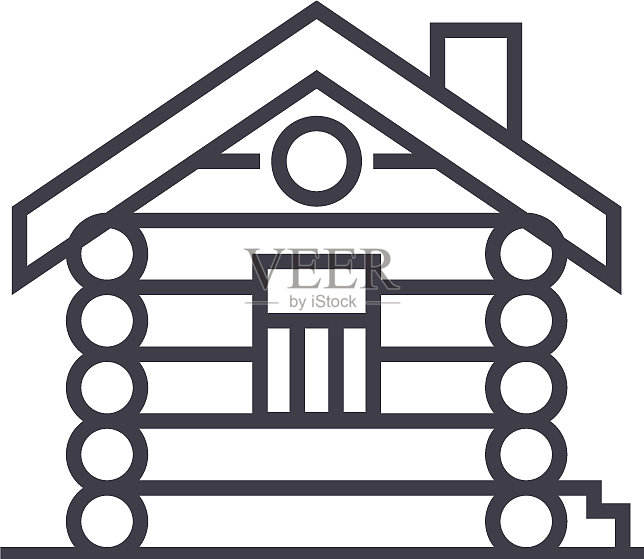 房屋小木屋线条图标标志图标素材
