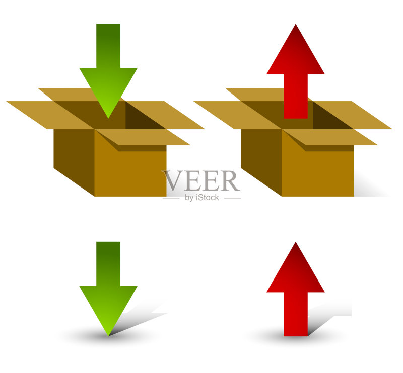 带有上下箭头的3D盒子图标素材