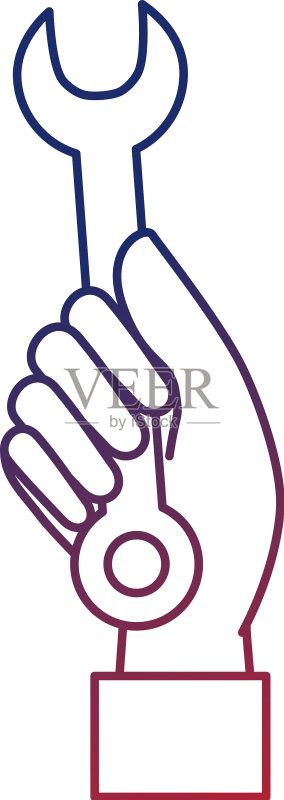工人手持扳手工具独立图标图标素材