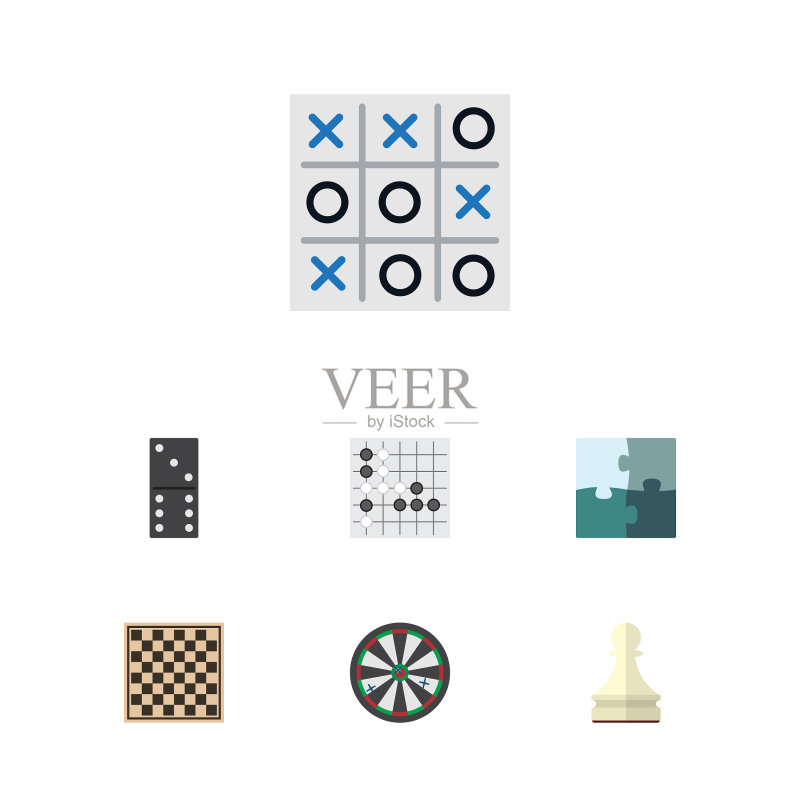 扁平风格图标:箭头象棋桌子XO图标素材