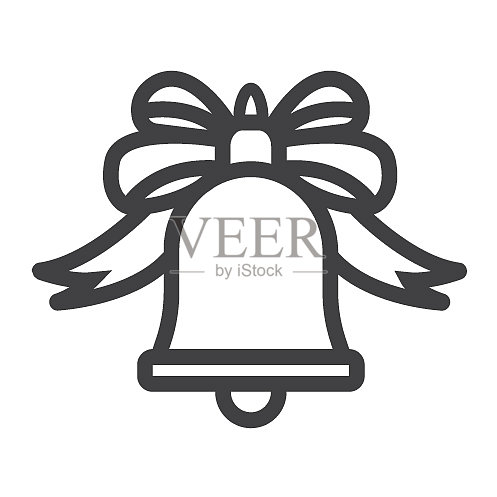 带蝴蝶结线条的圣诞铃铛新年图标图标素材