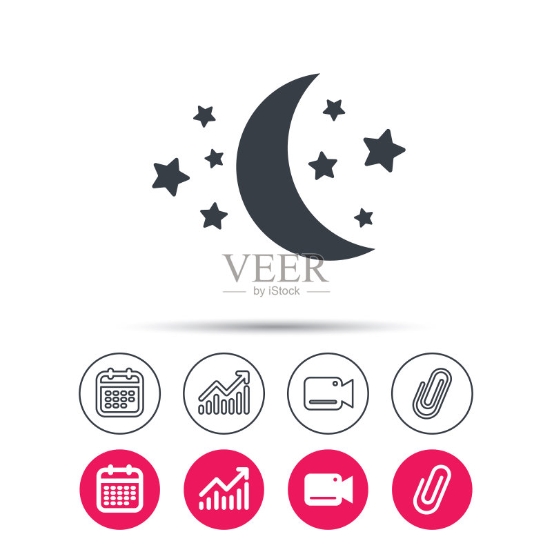 月亮星星图标夜间睡眠标志图标素材