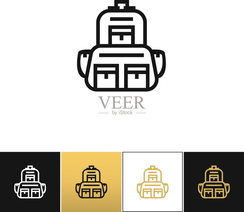 背包标志或线性行李图标图标素材