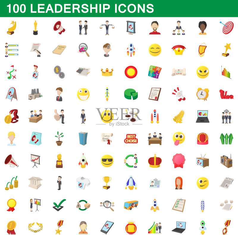 100个领导力图标(卡通风格)图标素材