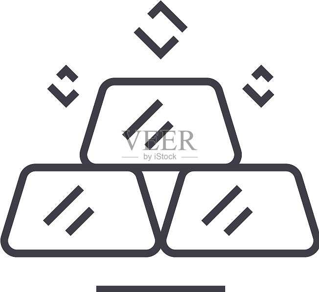 数十亿金条线条图标标志图标素材