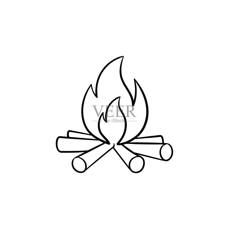 手绘的篝火速写图标图标素材