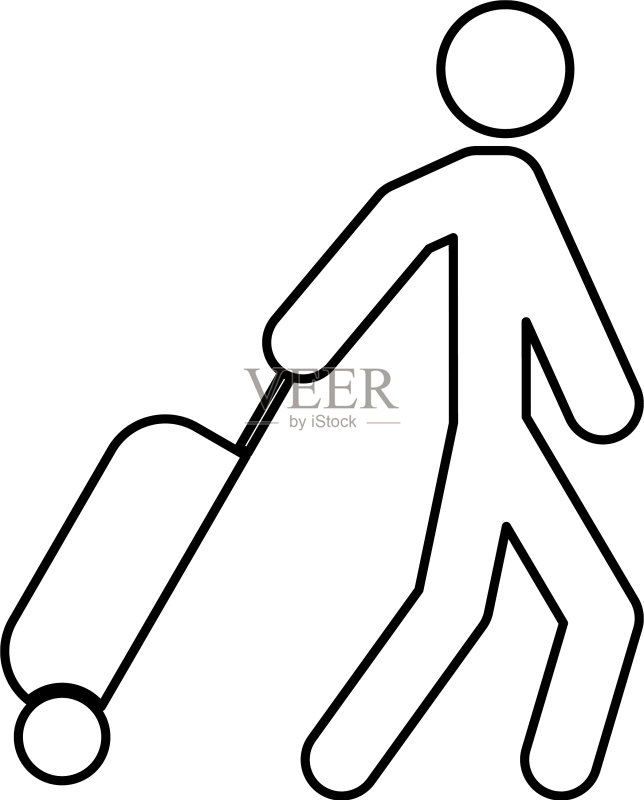 黑色手提箱图标的男人图标素材