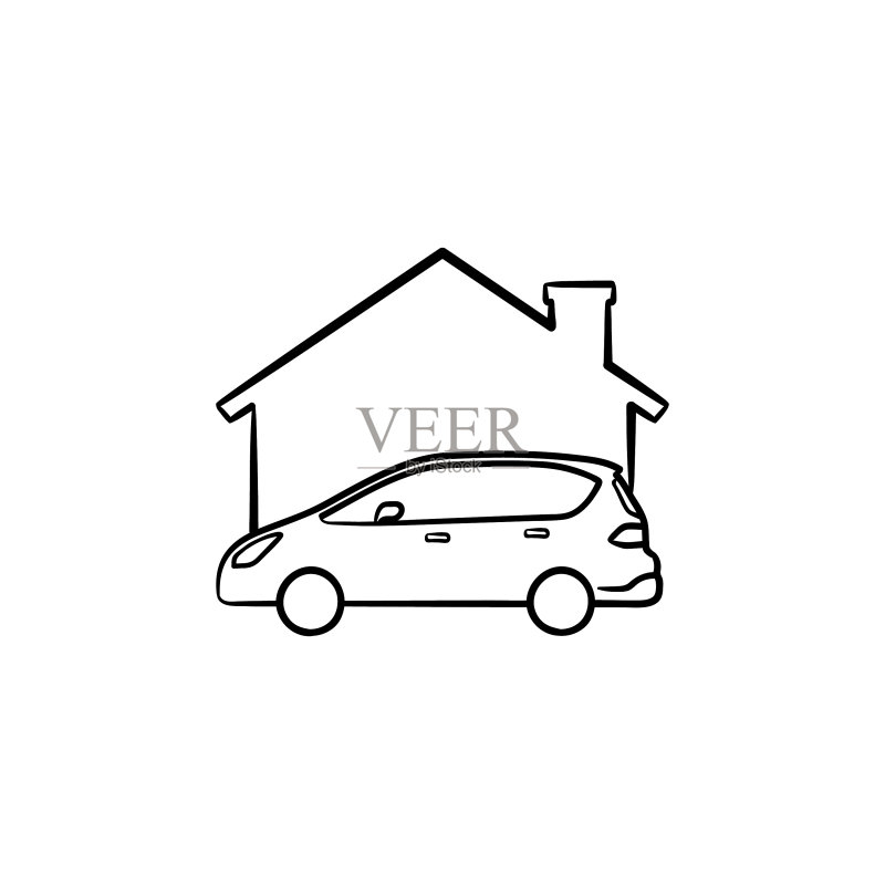 手绘汽车修理店图标草图图标素材