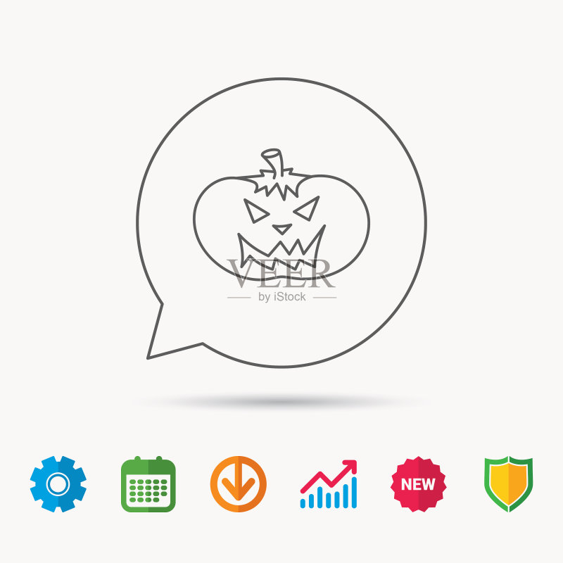 万圣节南瓜图标:恐怖的微笑图标素材