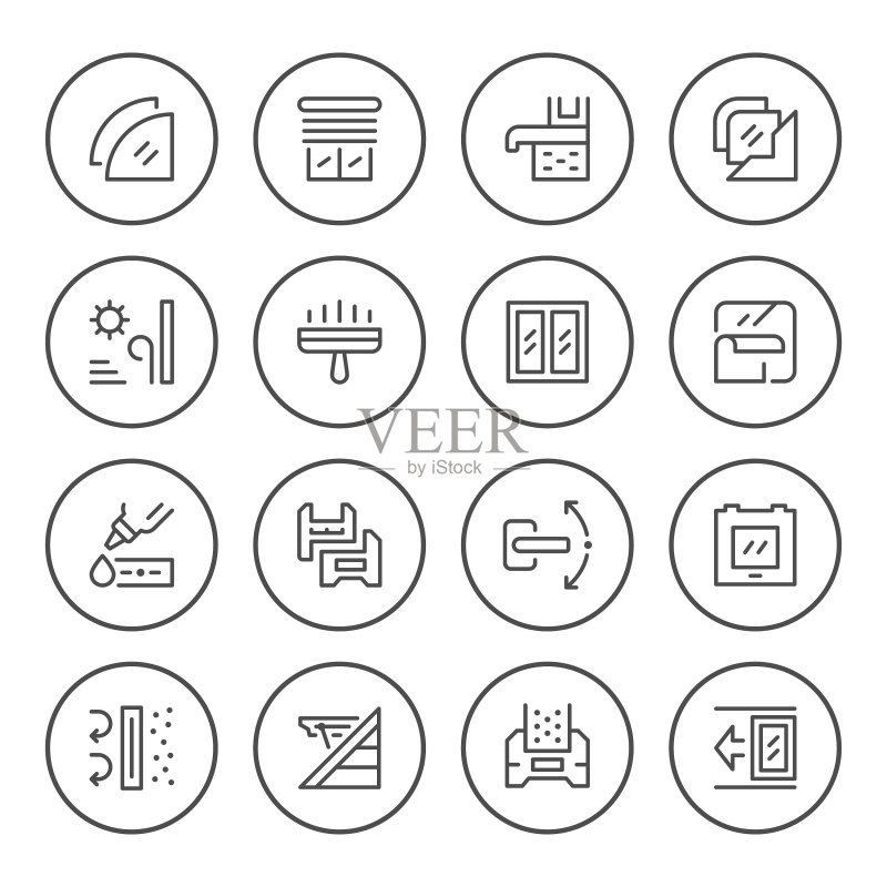 窗户圆形线性图标图标素材