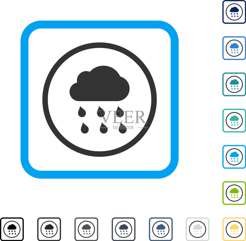 带框雨云图标图标素材